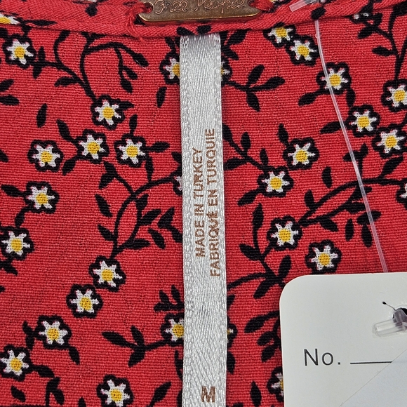 Free People Red Floral Tie-Front Tunic - Picture 11 of 12